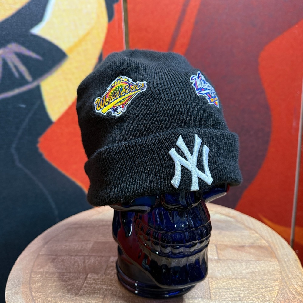 New York Yankees New Era Black Champions Cuffed Knit Beanie Hat Cooperstown